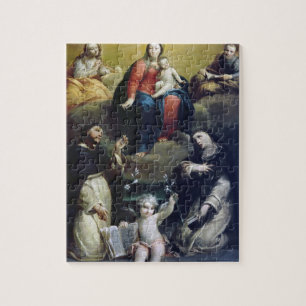 Quebra-cabeça Madonna do rosário com SS Dominic, Catheri