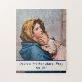 Quebra-cabeça Madonna personalizável com filho Cristo