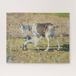 Quebra-cabeça Madre Goat com seu Jovem Criança (por Segantini)