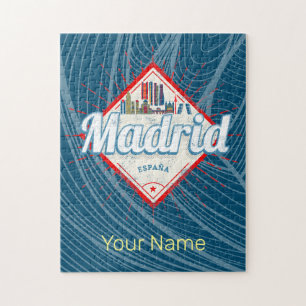 Quebra-cabeça Madrid Espanha Capital Retro Skyline Vintage