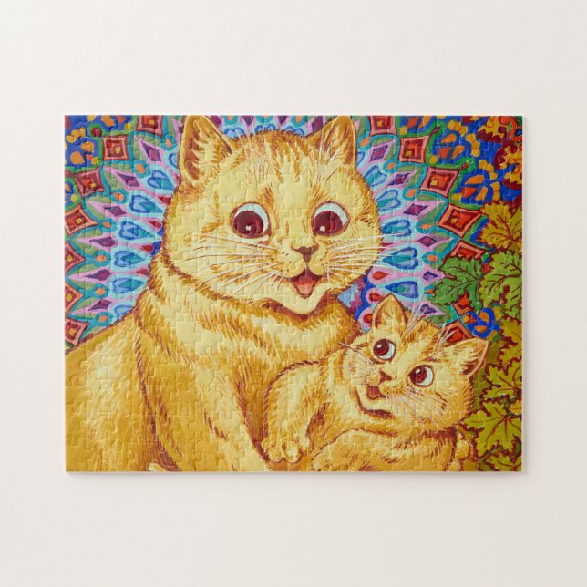 Quebra-cabeça Mãe com Kitten por Louis Wain (Horizontal)