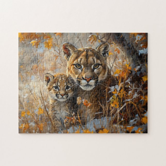 Quebra-cabeça Mãe Cougar e seu Kitten (Horizontal)