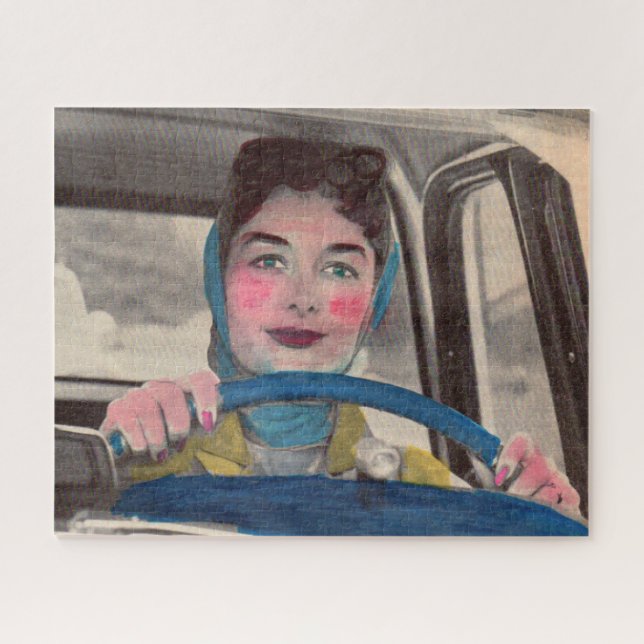 Quebra-cabeça Mãe dos anos 50 ao volante (Horizontal)