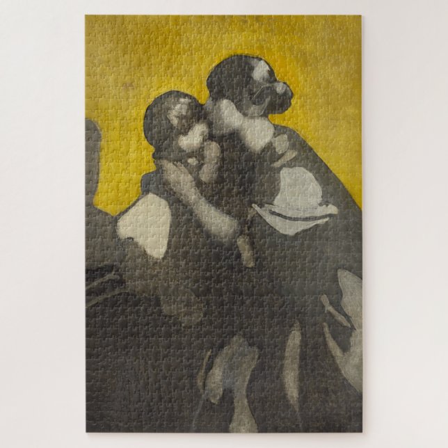 Quebra-cabeça Mãe e Criança (por Norah Neilson Cinza) (Vertical)