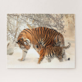 Quebra-cabeça Mãe e Kitten Siberianos Tiger