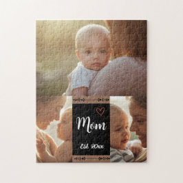 Quebra-cabeça Mãe Estabeleceu Roteiro Moderno Preto 3 Foto Quebr