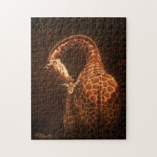 Quebra-cabeça Mãe Girafa e Bebê (Vertical)