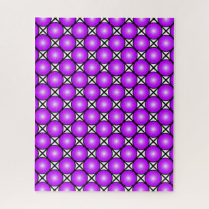 Quebra-cabeça Magenta Pink Dots Black White Lattice Pattern