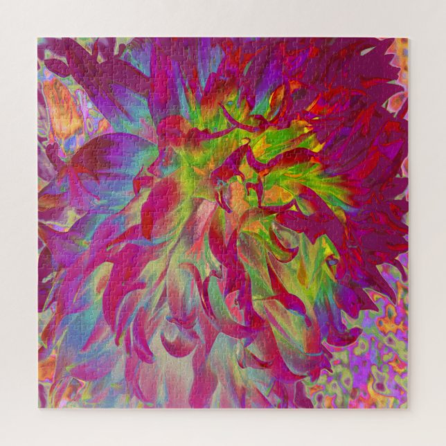 Quebra-cabeça Magenta Psicodélica e Flor Amarelo Dahlia (Vertical)