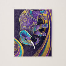 Mágica à meia-noite: Elefante roxo e Dourado