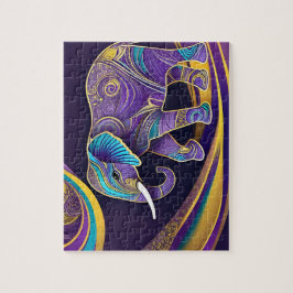 Quebra-cabeça Mágica à meia-noite: Elefante roxo e Dourado