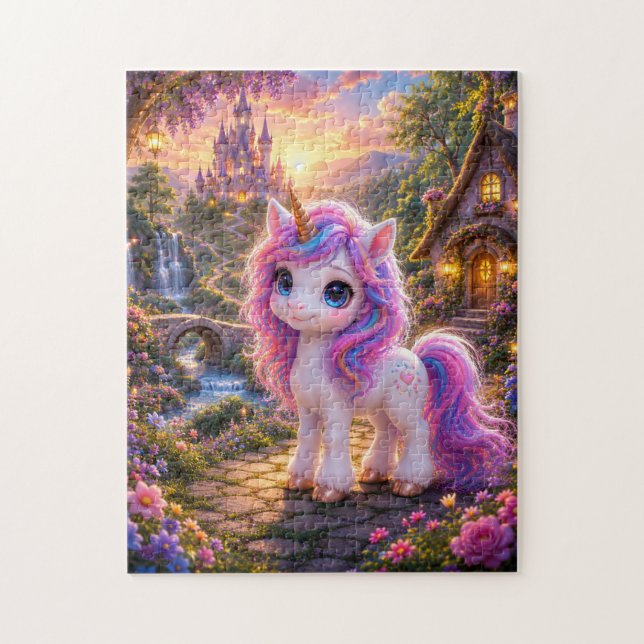 Quebra-cabeça Magical Unicorn in a Fairytale Landscape Jigsaw Pu (Vertical)