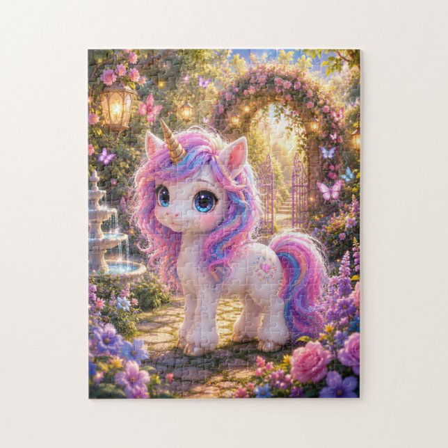 Quebra-cabeça Magical Unicorn in an Enchanted Garden Jigsaw Puzz (Vertical)