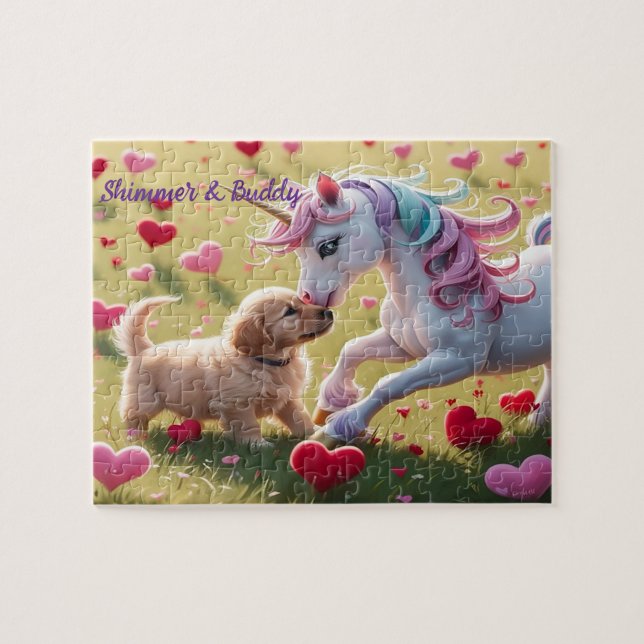Quebra-cabeça Magical Unicorn & Puppy Love Heart Field (Horizontal)
