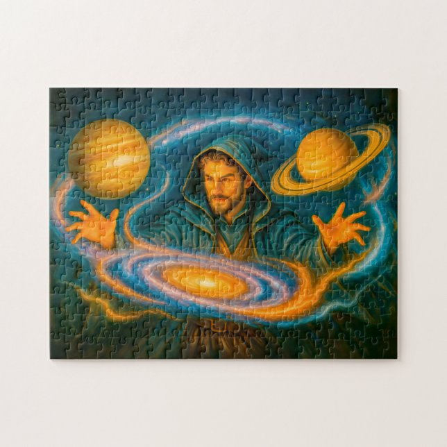 Quebra-cabeça Mago controlador do espaço em pintura a óleo cósmi (Horizontal)