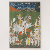 Maharana Bhim Singh em Procissão de Arte Indiana