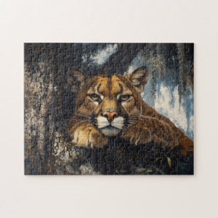 Quebra-cabeça Maiestoso Cougar na Floresta