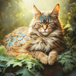 Quebra-cabeça Maine Coon com Penas na Floresta