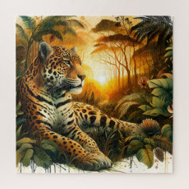 Quebra-cabeça Majestosa Jaguar Sunset jungle vibrante Presente