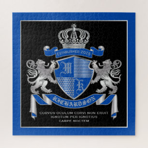 Quebra-cabeça Make Your Own Coat of Arms Blue Silver Lion Emblem