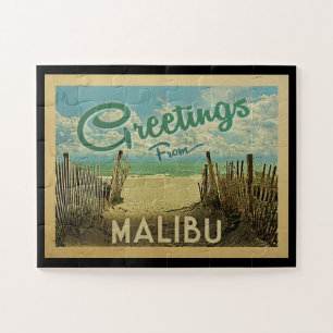 Quebra-cabeça Malibu Jigsaw Puzzle Beach Vintage Travel