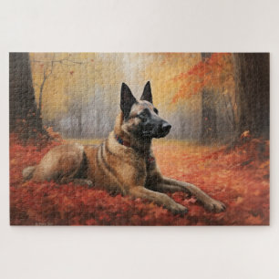 Quebra-cabeça Malinois Belga na Queda de Folhas de Outono Inspir