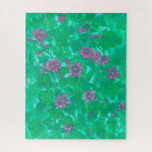 Quebra-cabeça Mallow Bloom, Malva Flores de Verão Pintura Floral