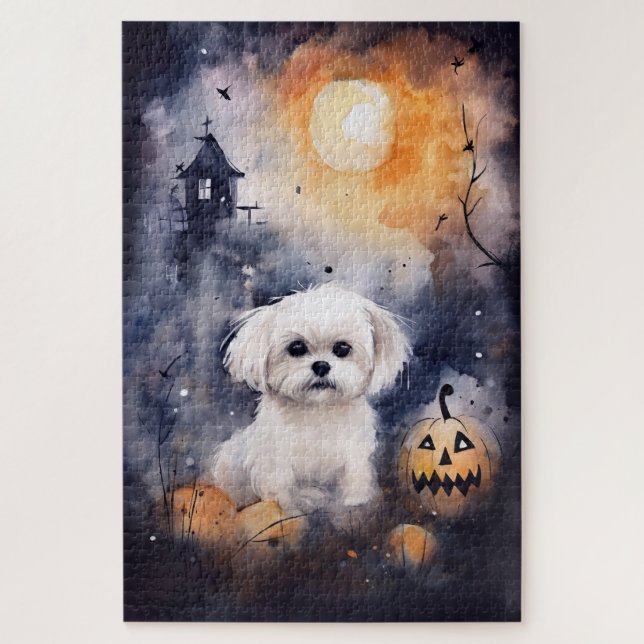 Quebra-cabeça Maltês de Halloween com Abóboras Assustadoras  (Vertical)