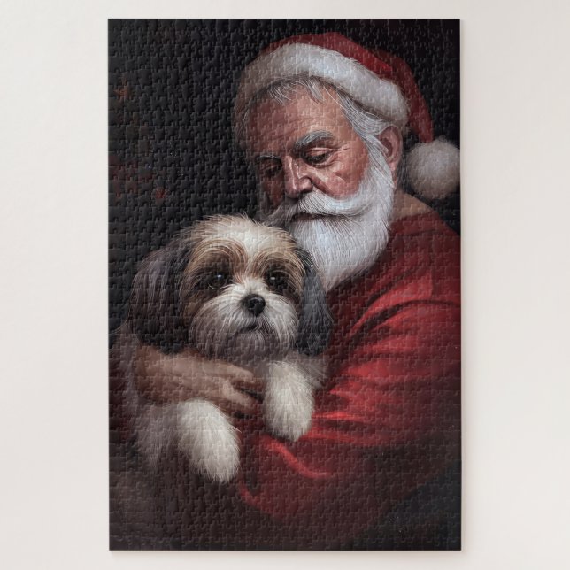 Quebra-cabeça Malti Tzu Com Papai Noel Natal Festivo (Vertical)