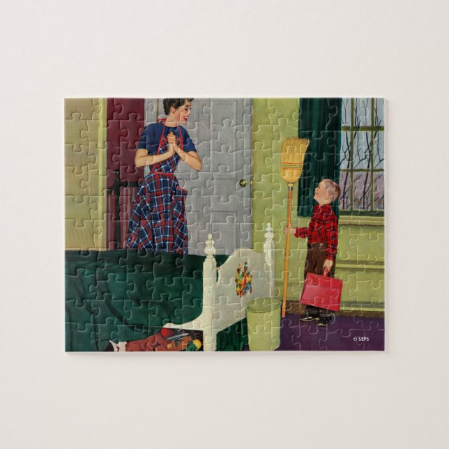Quebra-cabeça Mamã, eu limpei minha sala! (Horizontal)