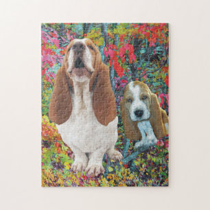 Quebra-cabeça Mamã & filhote de cachorro de Basset Hound no