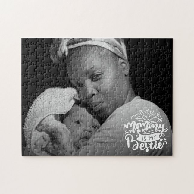 Quebra-cabeça Mamãe é Minha Melhor Amiga Foto Citação Lettering  (Horizontal)