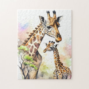 Quebra-cabeça Mamães bonitas e girafa