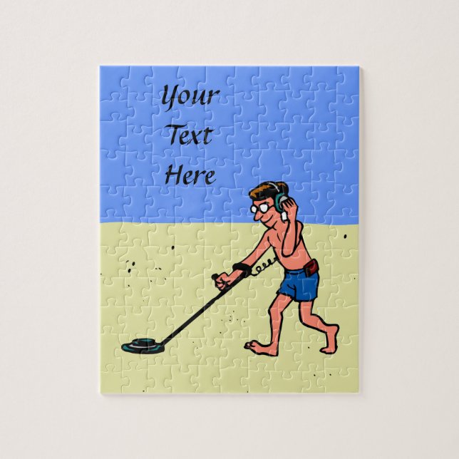 Quebra-cabeça Man Metal Detecting Beach (Vertical)