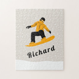Quebra-cabeça Man Snowboard Custom Name Extreme Winter Sport