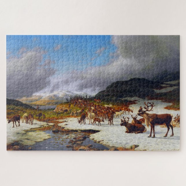 Quebra-cabeça Manada de renas nas montanhas ao norte de Røros (Horizontal)