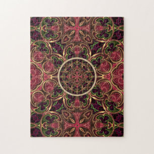 Quebra-cabeça Mandala, abstrato da cruz da tapeçaria do
