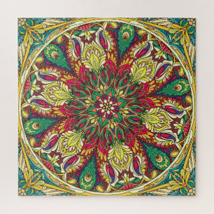 Quebra-cabeça Mandala Bandana: Vintage Seamless Design.