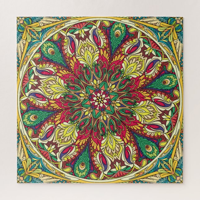Quebra-cabeça Mandala Bandana: Vintage Seamless Design. (Vertical)
