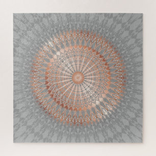 Quebra-cabeça Mandala cinzenta Dourado cor-de-rosa