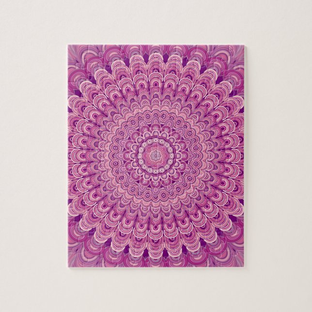 Quebra-cabeça Mandala cor-de-rosa da flor (Vertical)