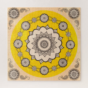 Quebra-cabeça Mandala Ornamental: Design de Estilo Étnico.