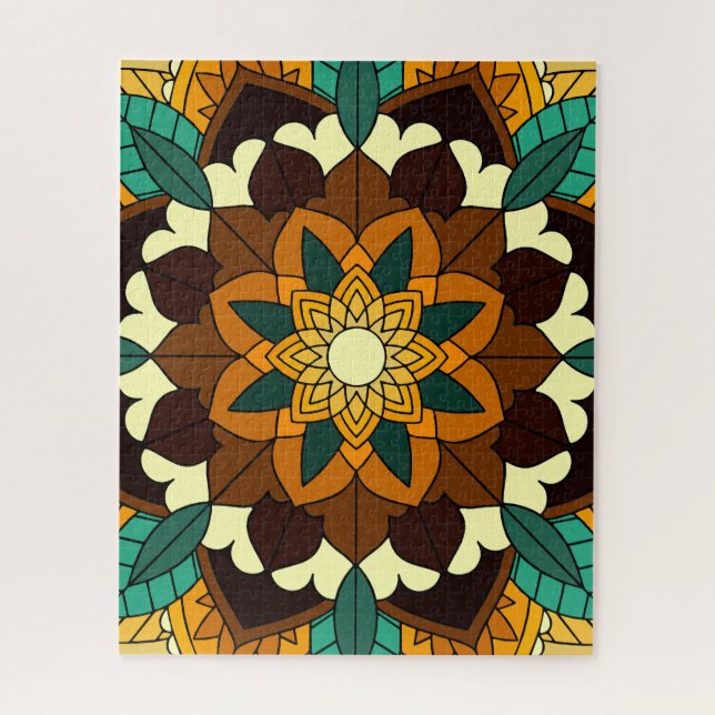 Quebra-cabeça Mandala Padrão 02 em amarelo e em tom (Vertical)