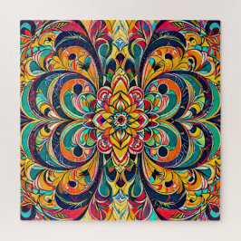 Quebra-cabeça Mandala Sinfonia de Cores – Floral Psicodélico Ous