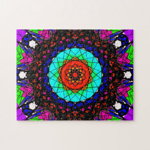 Quebra-cabeça Mandala visionário colorida