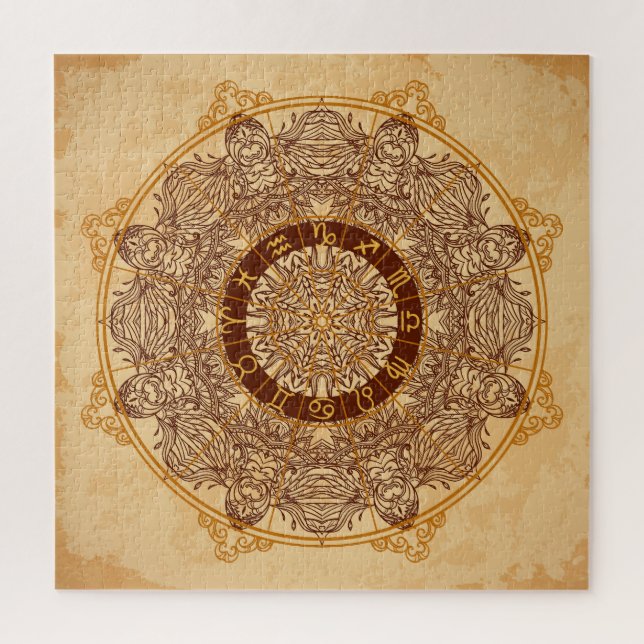 Quebra-cabeça Mandalas, zodíaco, ornamentado, círculo vintage. (Vertical)