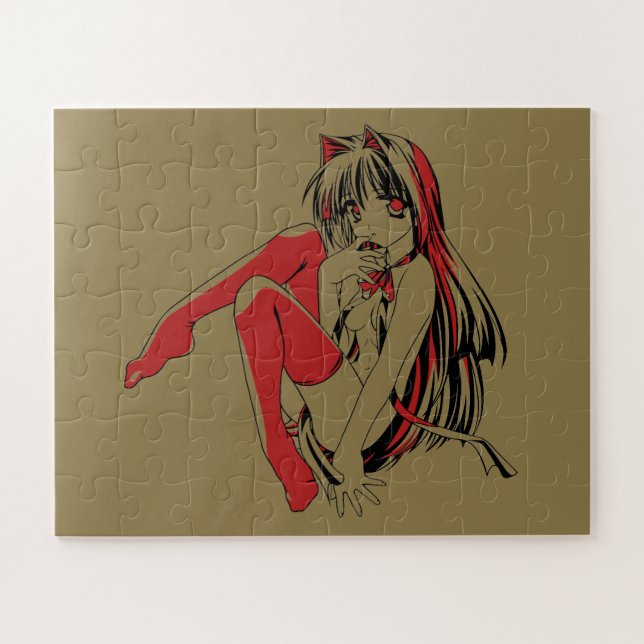 Quebra-cabeça Mangá R & B, Anime Loli Gata Neko Furry (Horizontal)