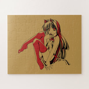 Quebra-cabeça Mangá R & B, Anime Lolita Gatinha Neko Furry