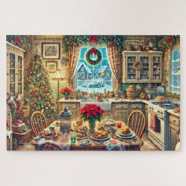 Quebra-cabeça Manhã de Natal Cozy na cozinha (Horizontal)