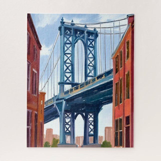 Quebra-cabeça Manhattan Bridge New York City Painting (Vertical)